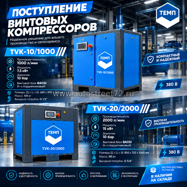 Как выбрать компрессор для автосервиса в 2026 году: производительность, ресивер, давление и тип компрессора